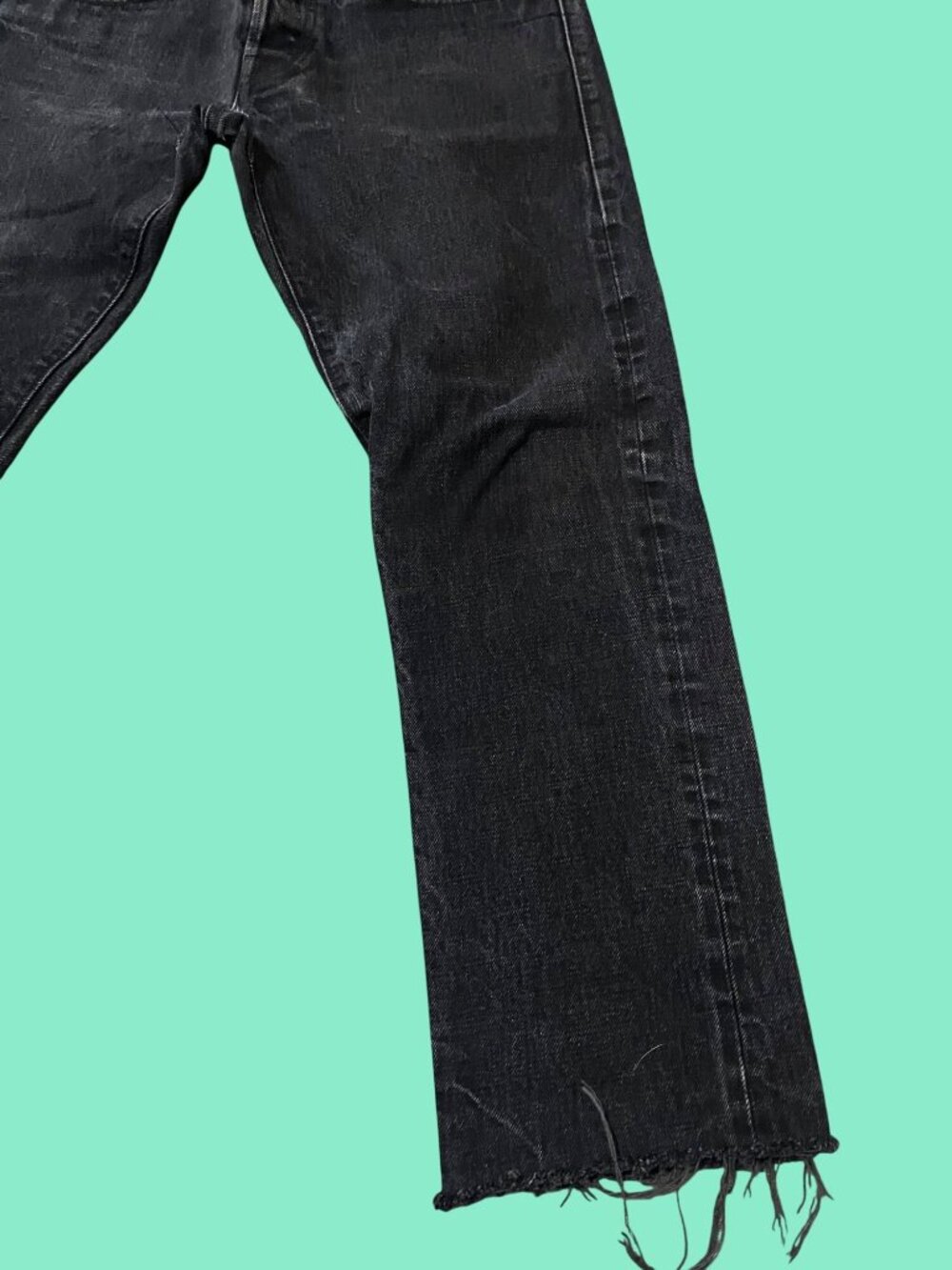 Rogue Territory Men's Black Raw Denim Jeans Sz 31 Straight Leg Frayed Hem USA - Picture 4 of 9